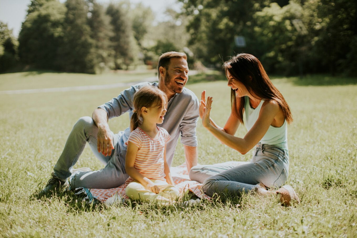 Happy,Young,Family,With,Cute,Little,Daughter,Having,Fun,In